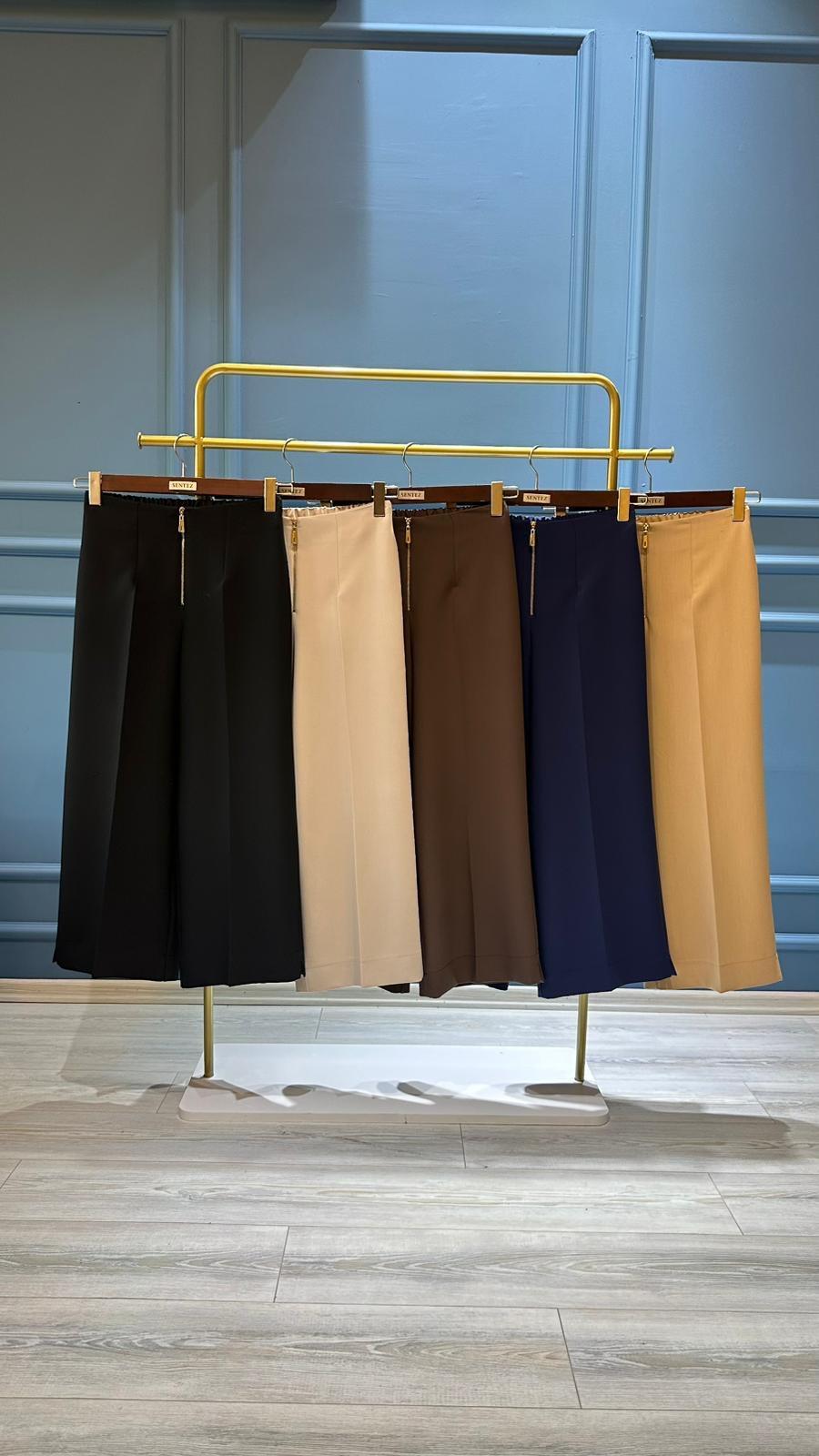 SZ-5565 Qeen kısa geniş paça pant-ACI KAHVE