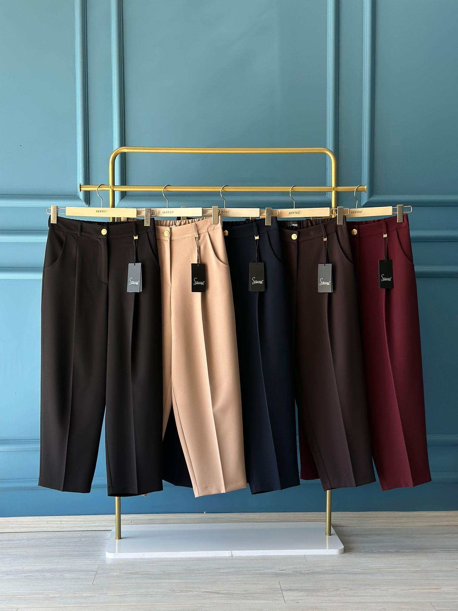 SZ-5568 Sofia korsajlı apoletli pantolon-LACİVERT