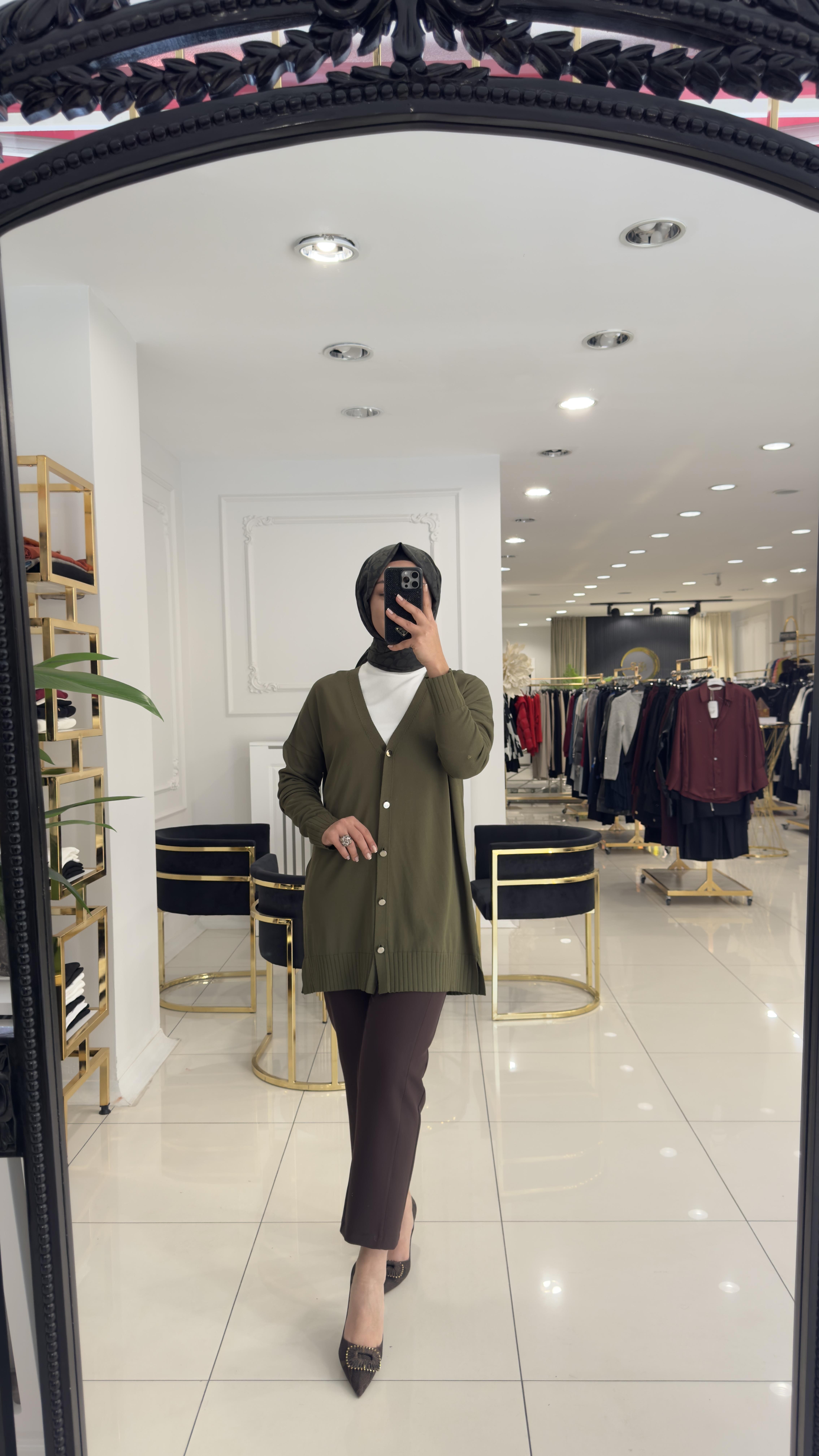 SZ-5603 Milano boru paça pantolon-KAHVERENGİ