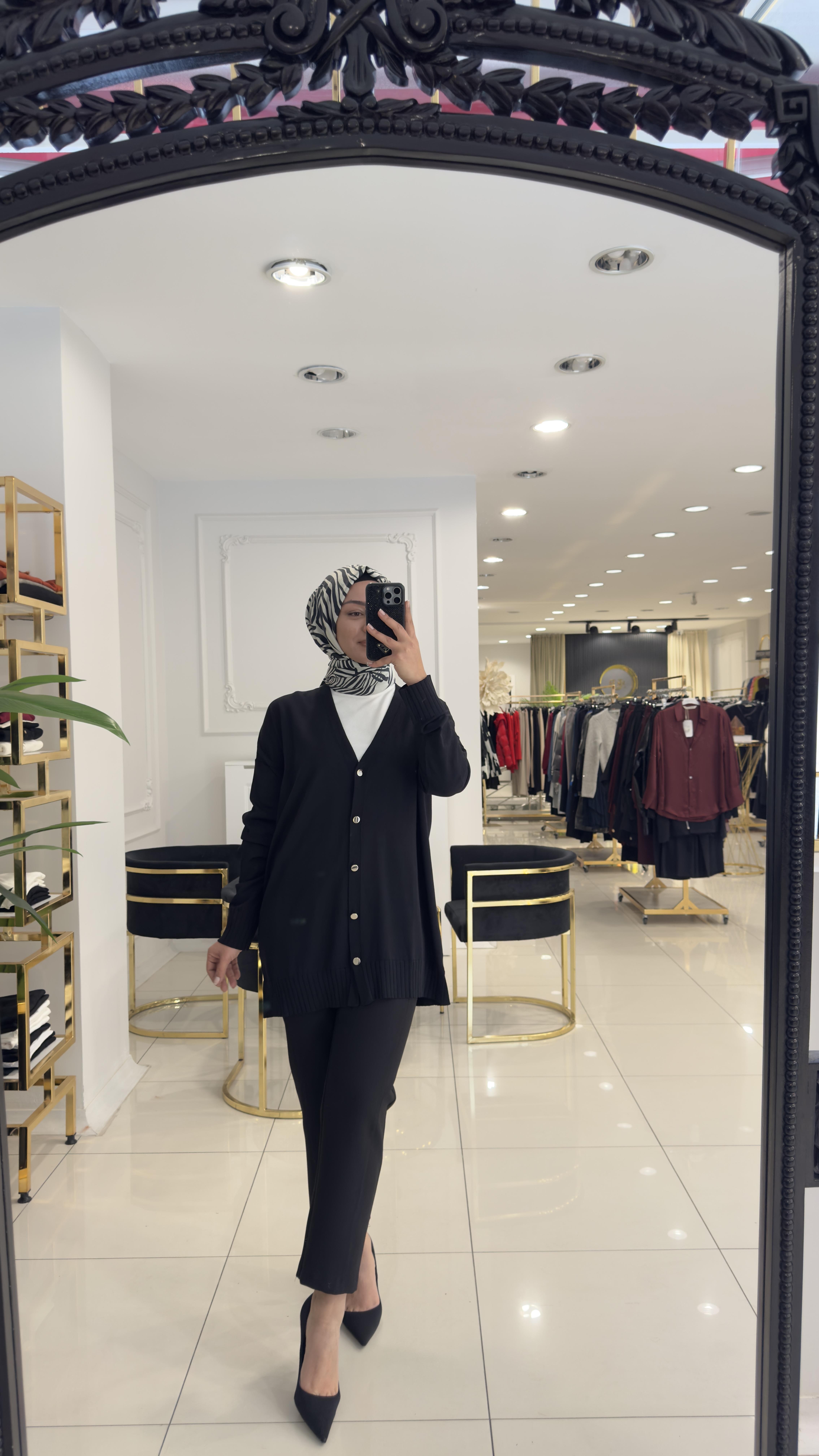 SZ-5603 Milano boru paça pantolon- SİYAH