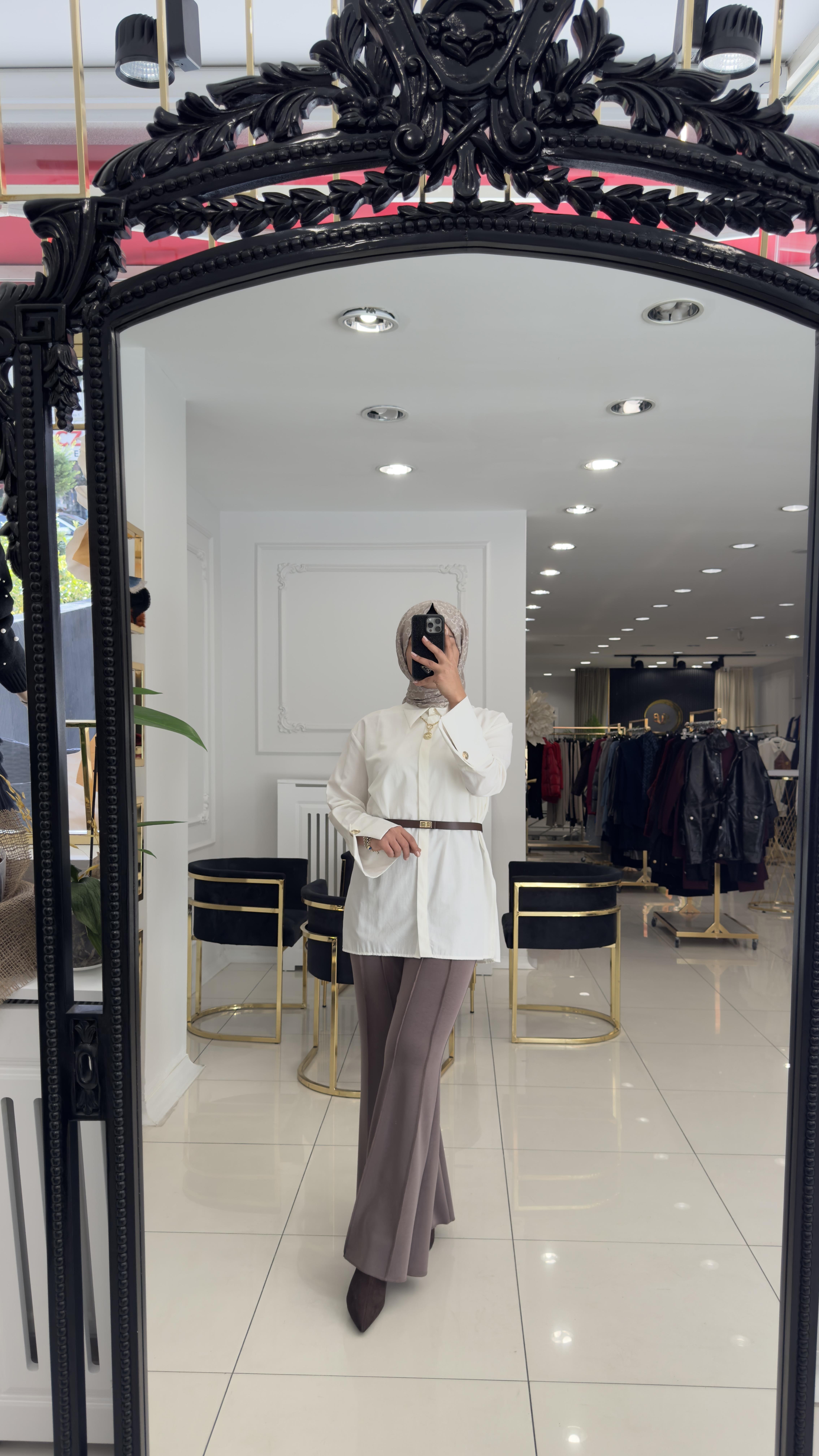 SZ-5610Rio önden parçalı ispanyol pantolon-KAHVERENGİ