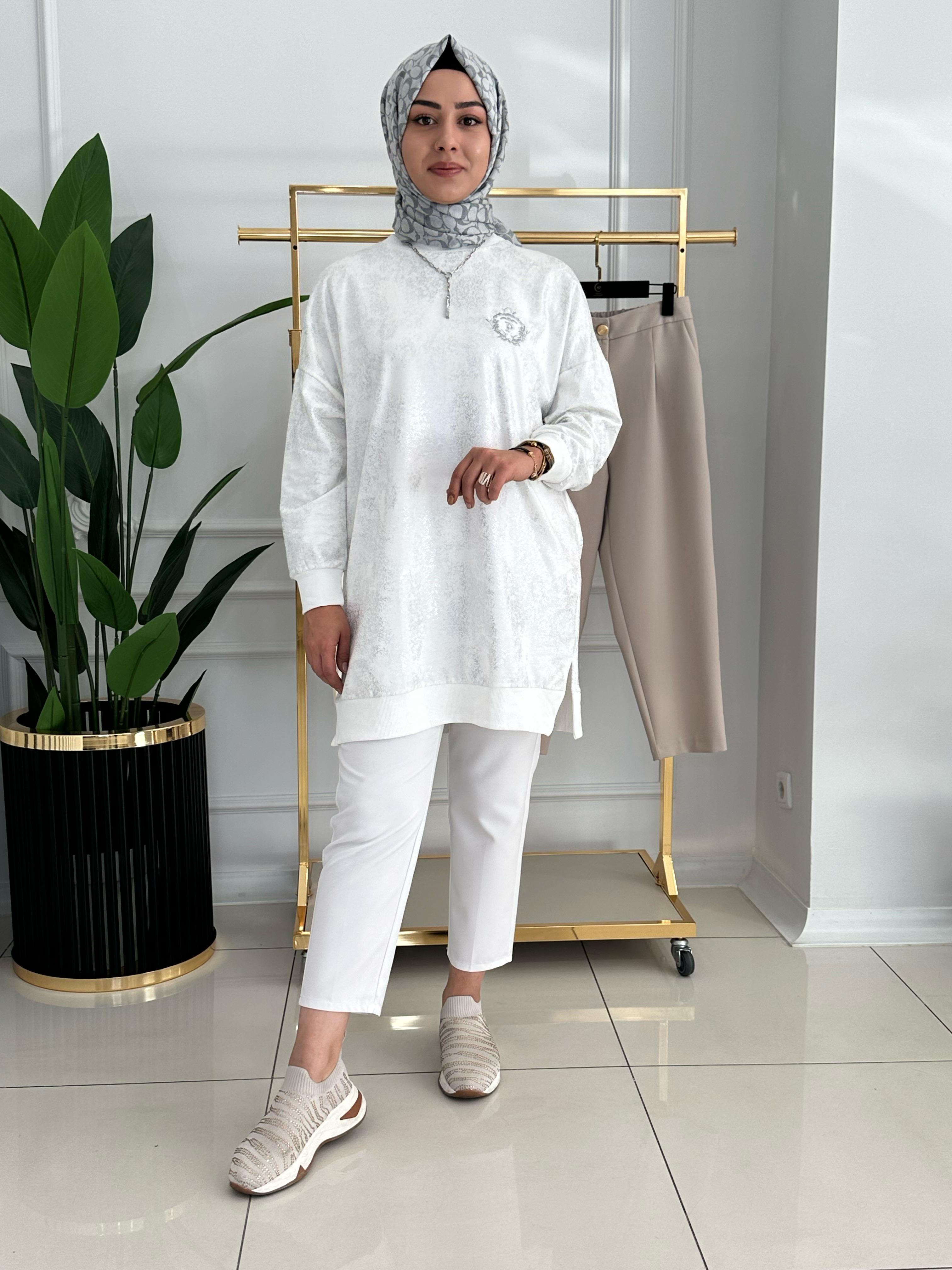 YALDIZLI TUNİK BEYAZ