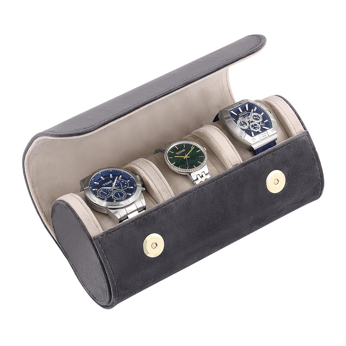 Jacques Philippe 3'lü Gri Kadife Saat Kutusu