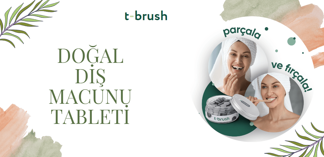 T-brush Çilekli Çocuk Doğal Diş Macunu Tableti. Florürsüz/Florürlü , Glutensiz, Vegan (90tablet)