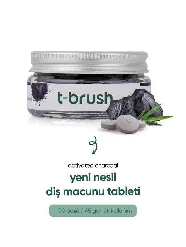 T-Brush Activated Charcoal Diş Macunu Tableti-Florürlü.