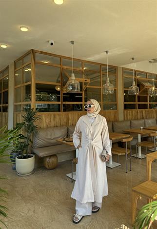 NOIRRE DESİGNTakımKeten Kimono Açık Pudra