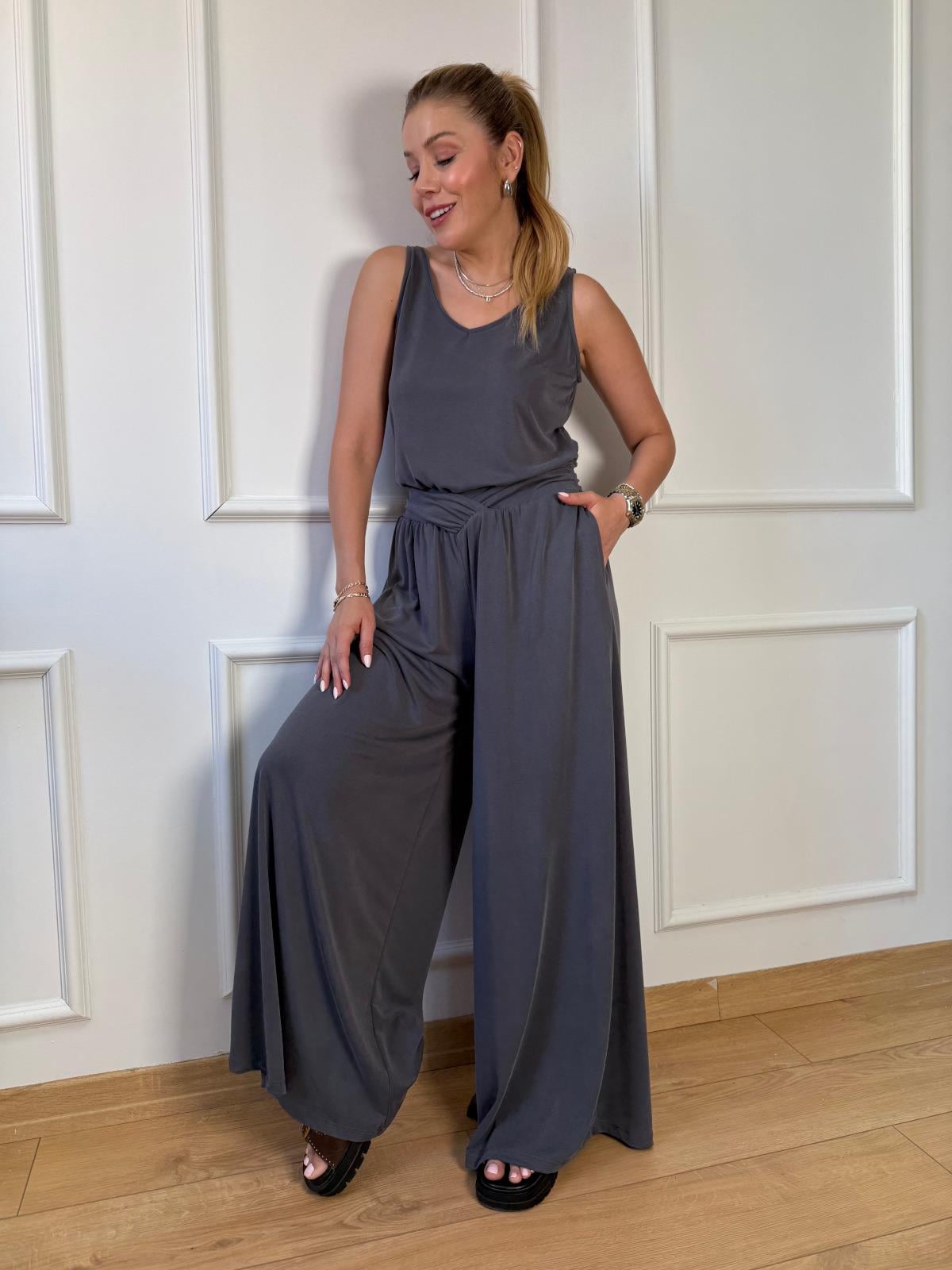 Antrasit Bel Detaylı Pantolon