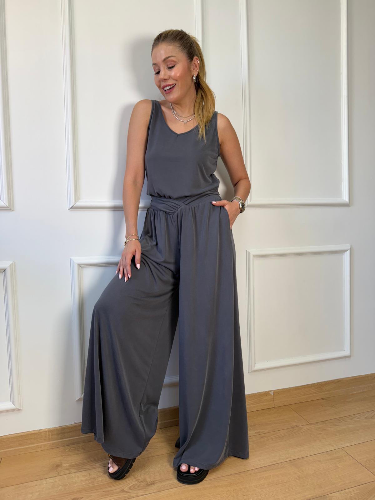 Antrasit Bel Detaylı Pantolon