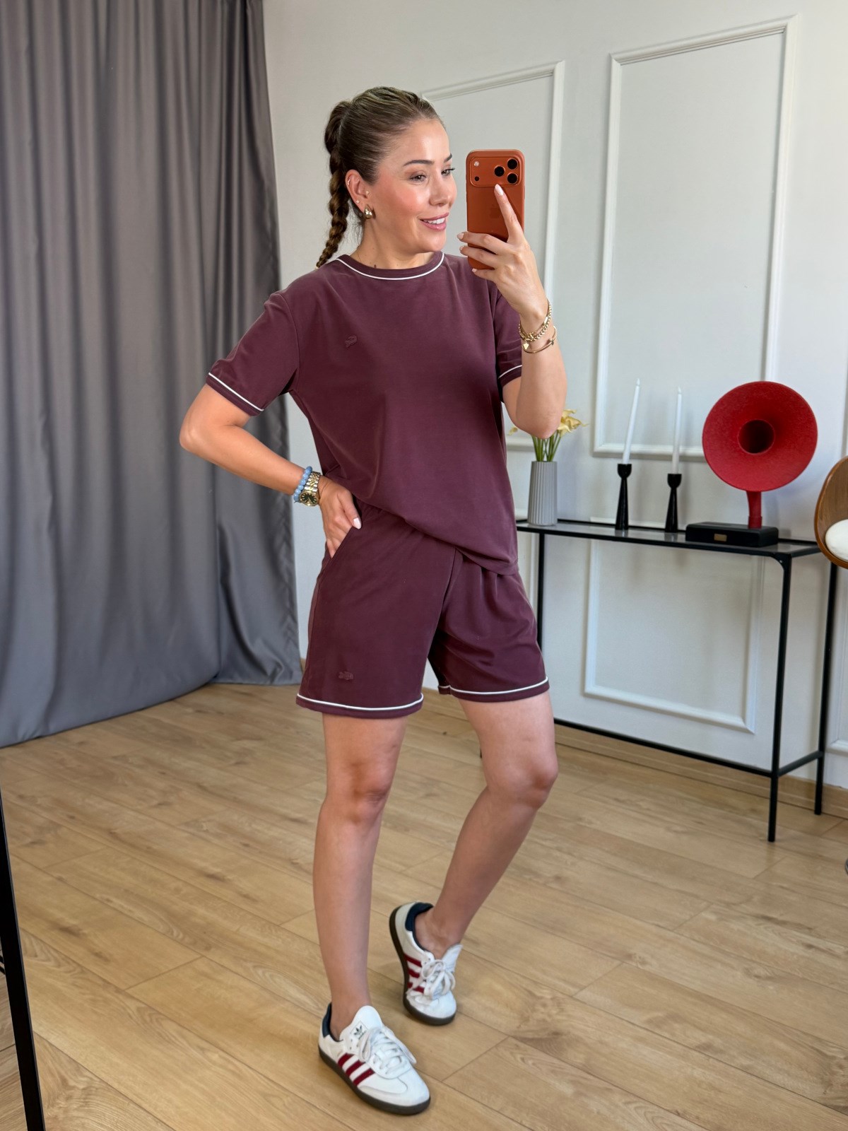 Bordo Şortlu Basic Takım