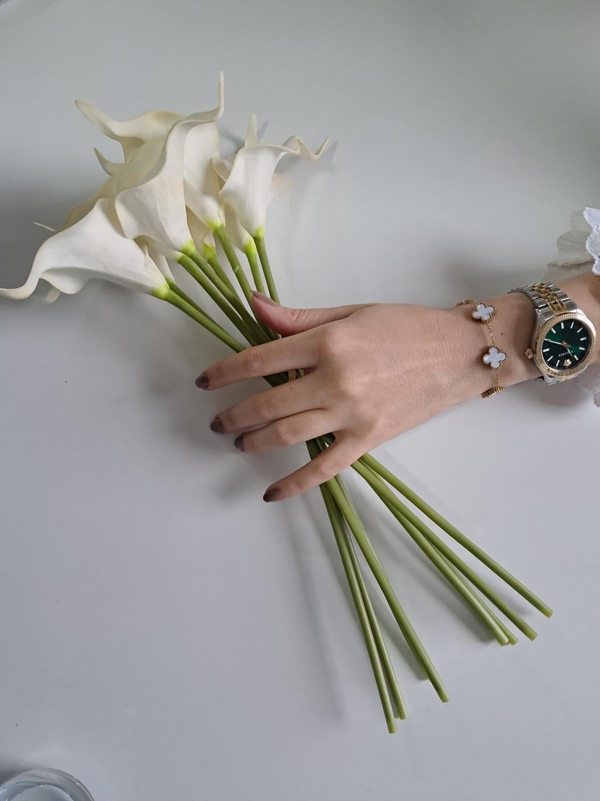 Çoklu Yonca Beyaz Bileklik
