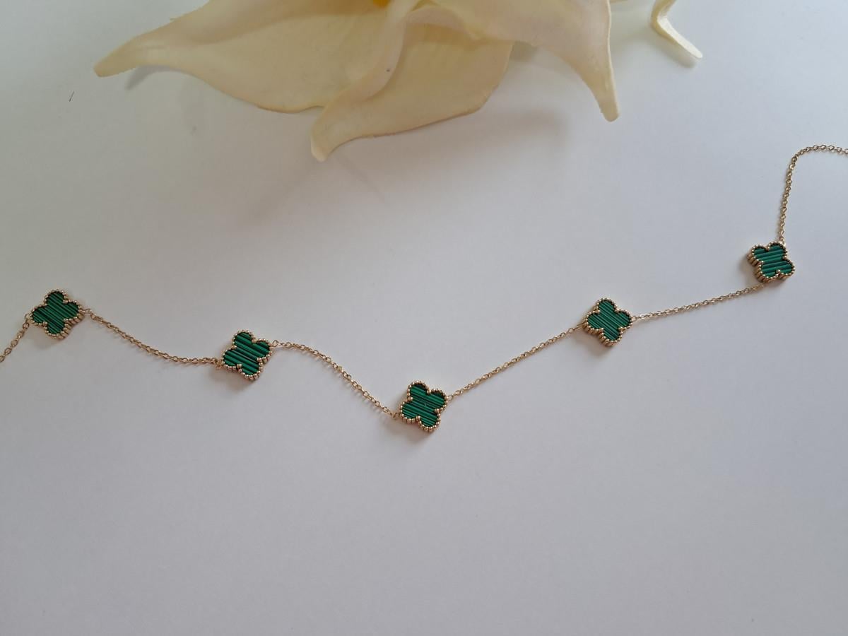 Çoklu Yonca Yeşil Kolye