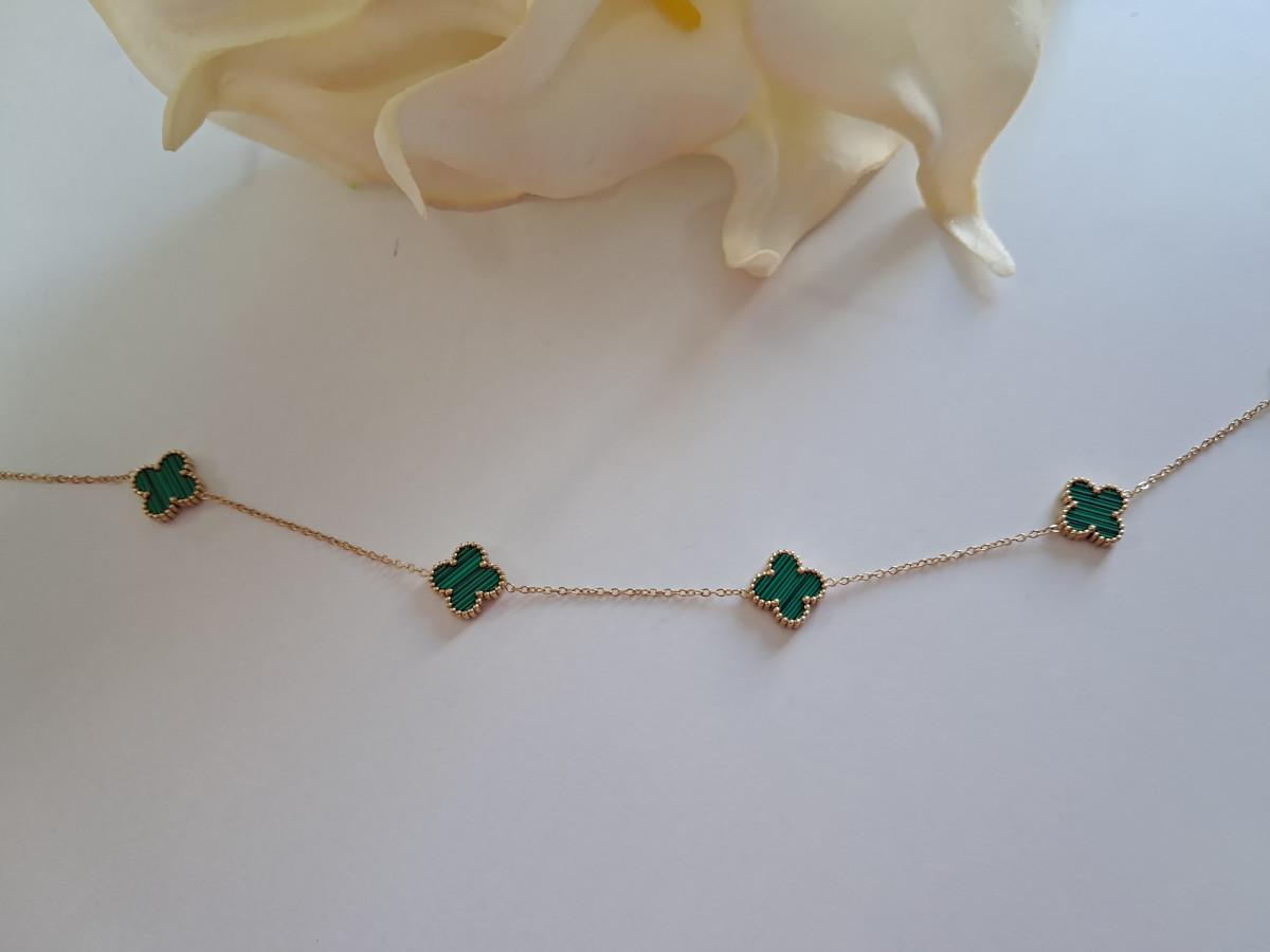 Çoklu Yonca Yeşil Kolye