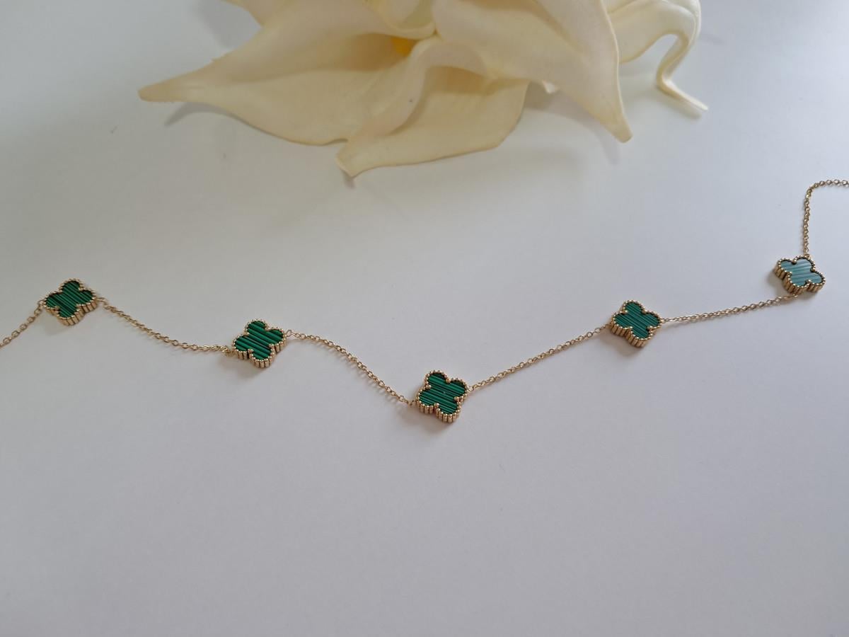 Çoklu Yonca Yeşil Kolye