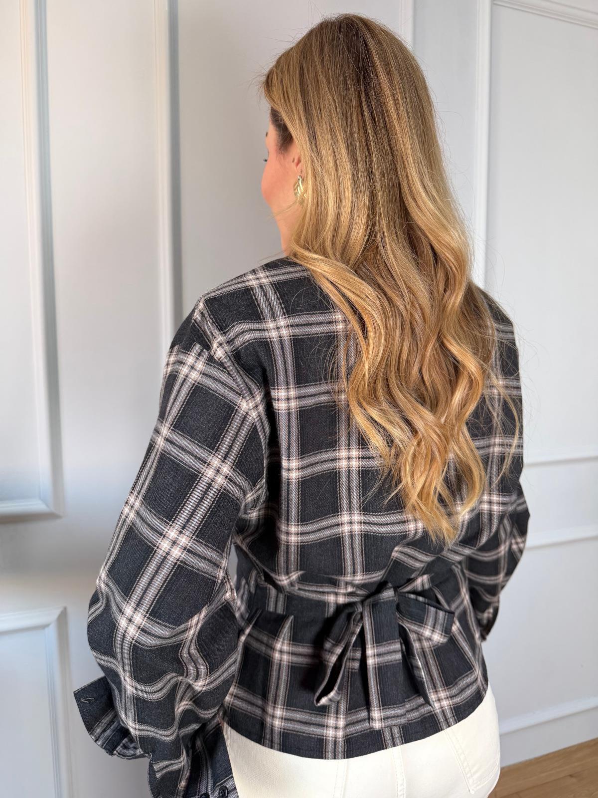 Füme Korsajlı Ekose Gömlek