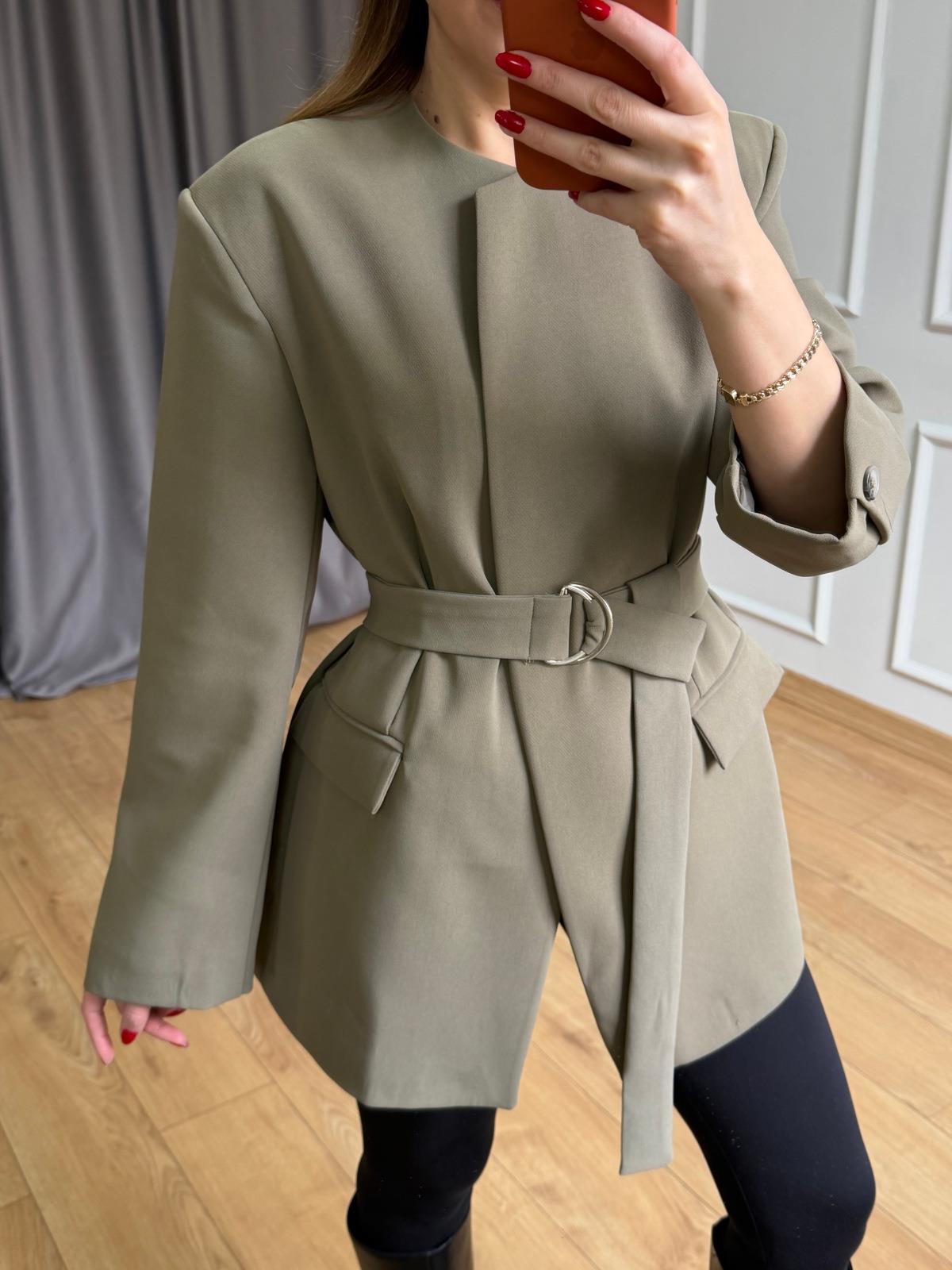 Haki Kuşaklı Blazer Ceket