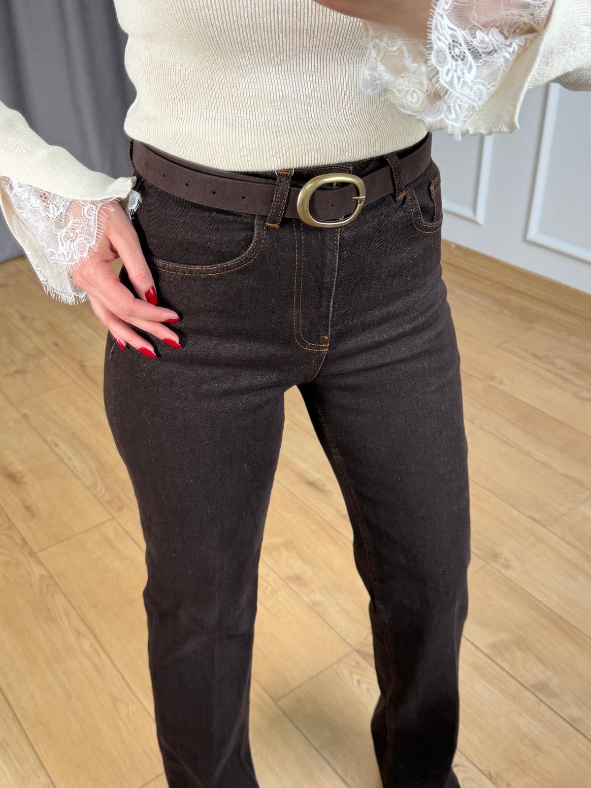 Kahve Ütülü Straight Jean