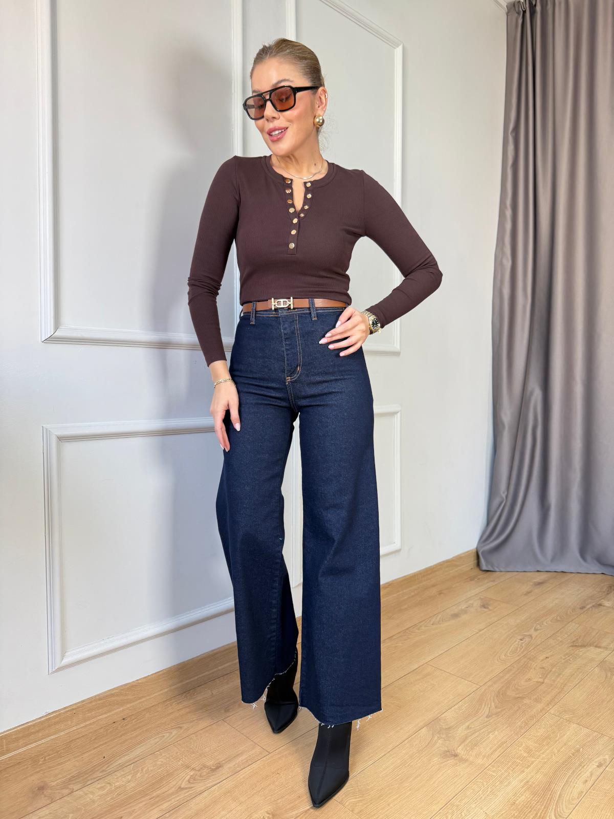 Lacivert Cepsiz Flare Jean
