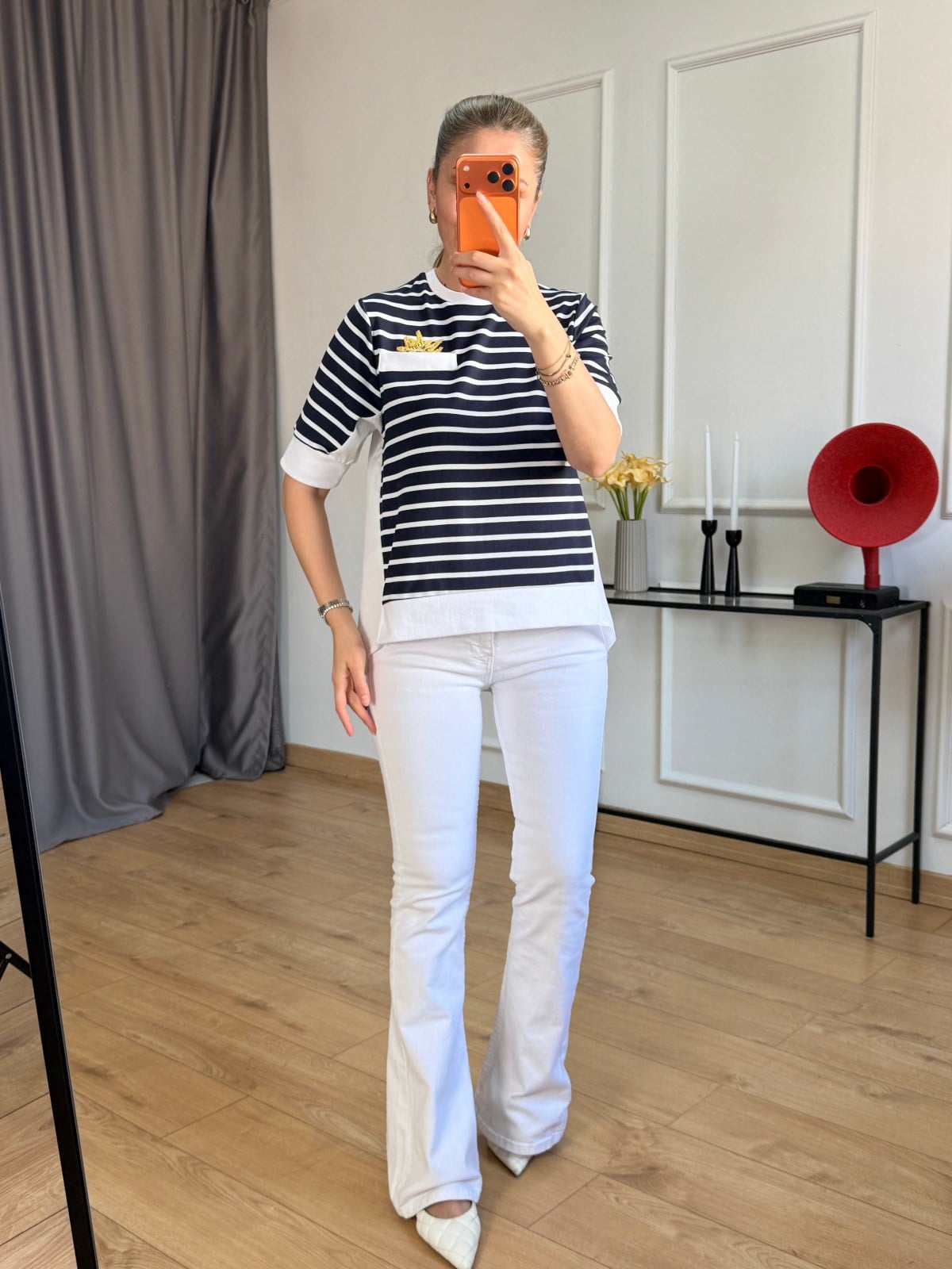 Lacivert Çizgili Güneş Detay Tshirt ( ÖN SİPARİŞ ÜRÜNÜDÜR )