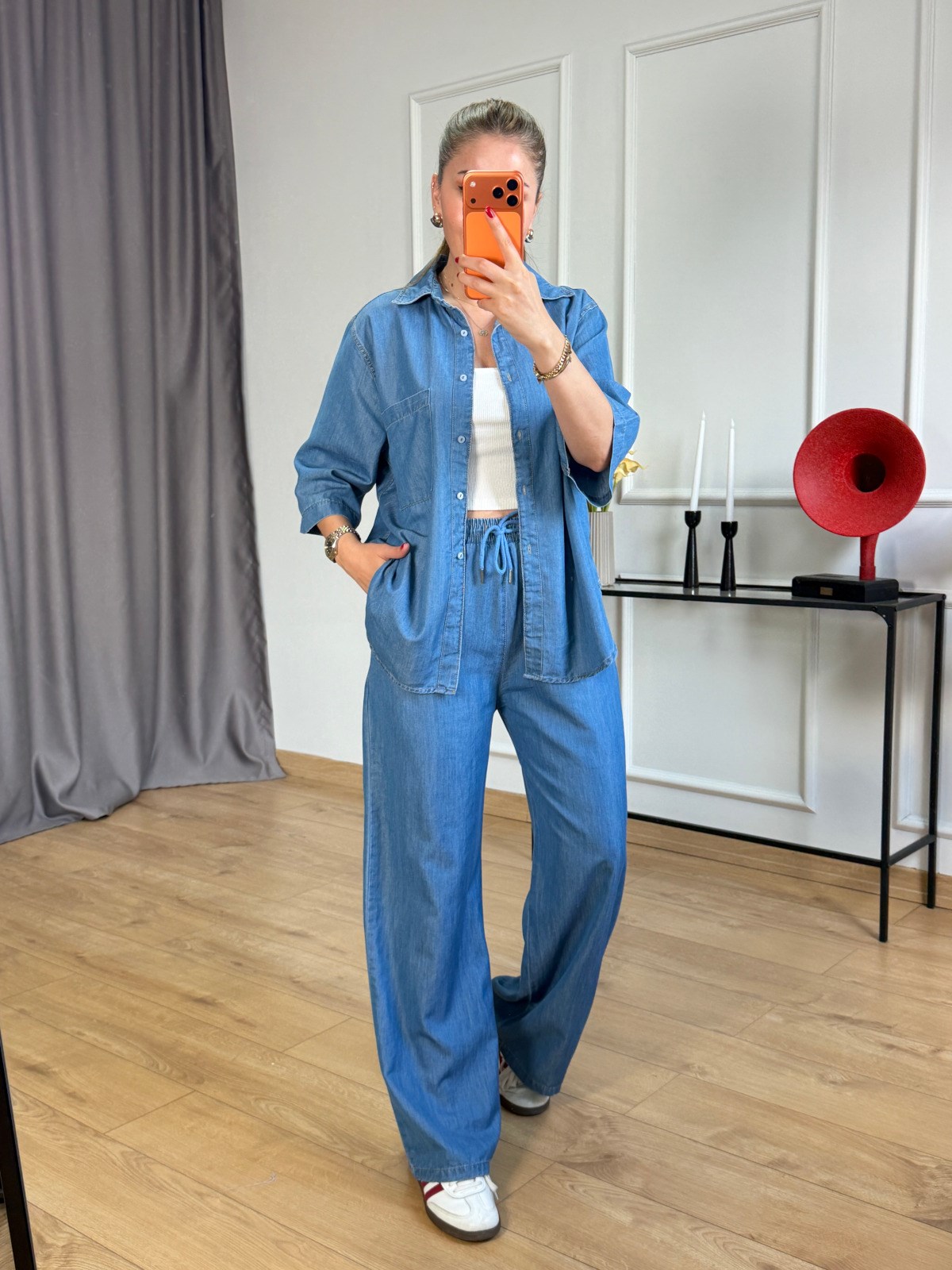 Mavi Gömlek Pantolon Denim Takım