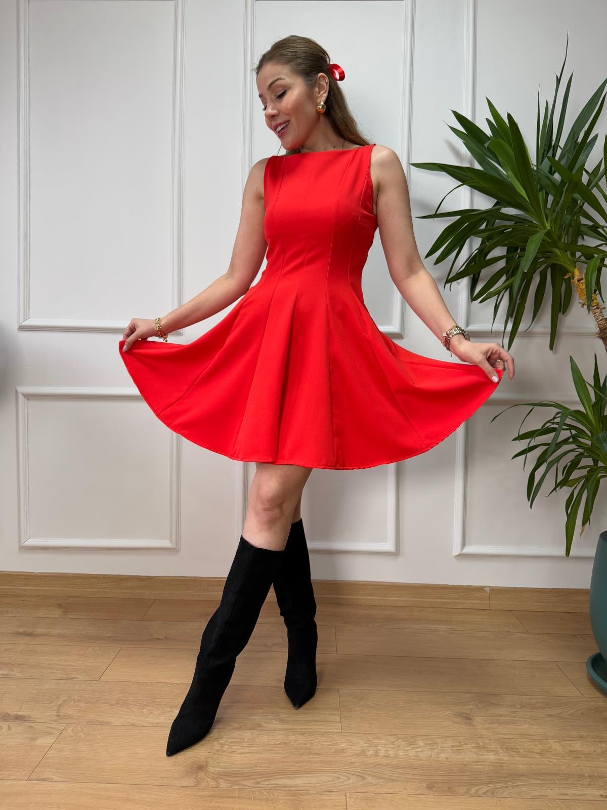 Nar Çiçeği Çan Kesim Elbise