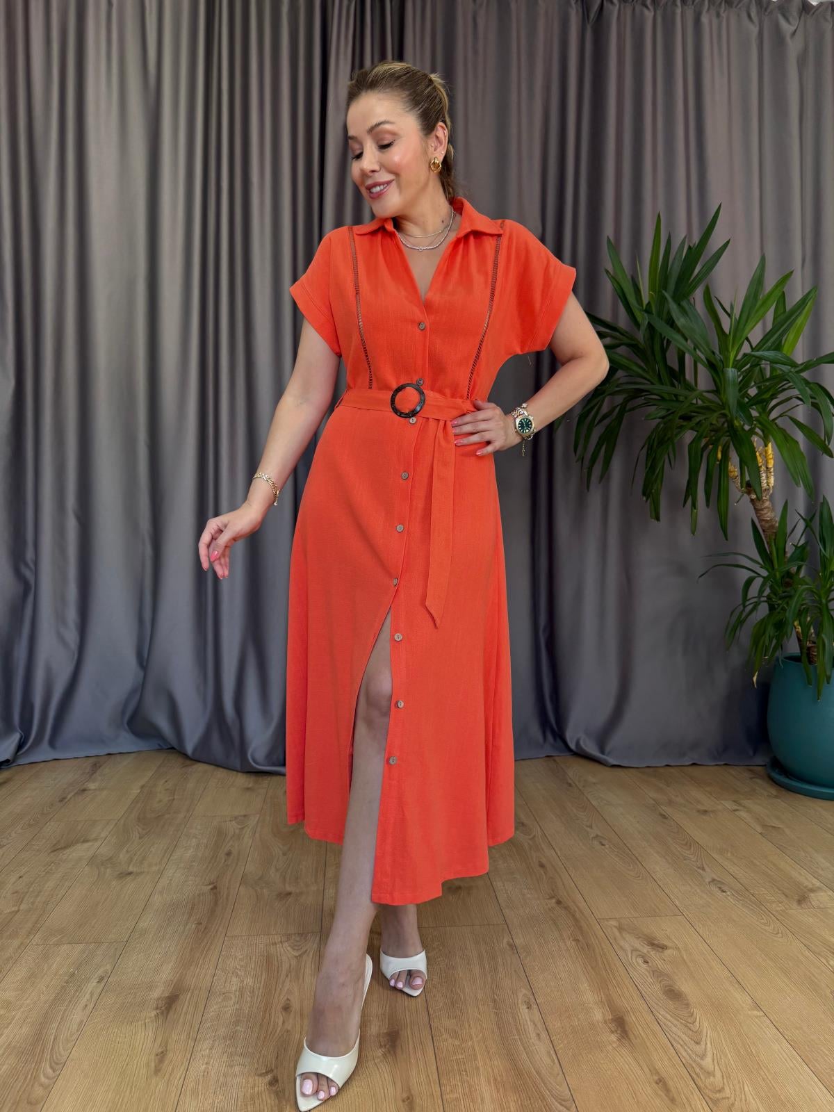 Narçiçeği Yan Fistolu Elbise