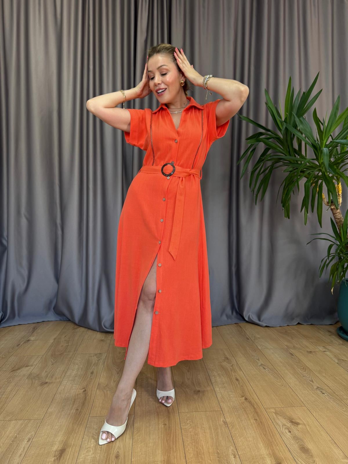 Narçiçeği Yan Fistolu Elbise