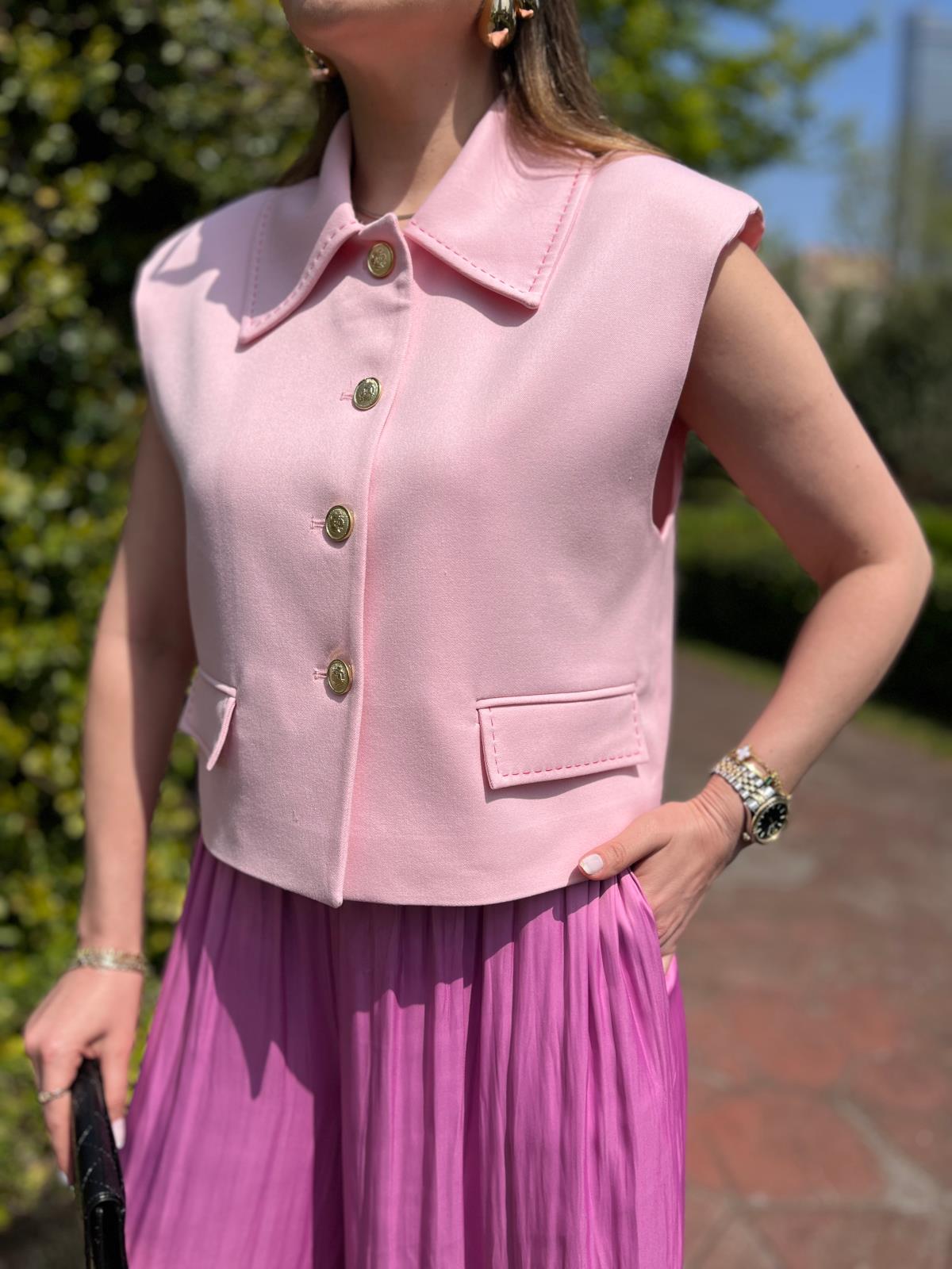 Pembe Gold Düğmeli Yelek