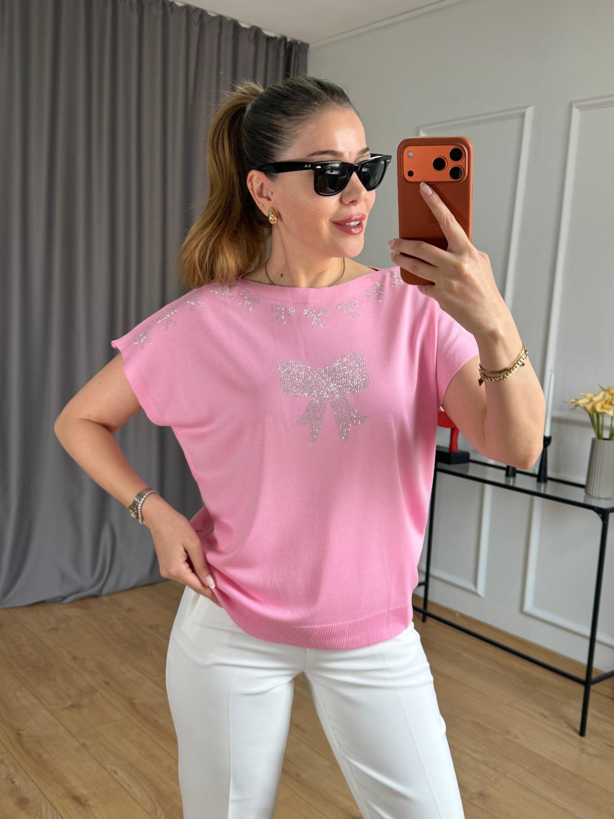 Pembe Fiyonk Detay Triko