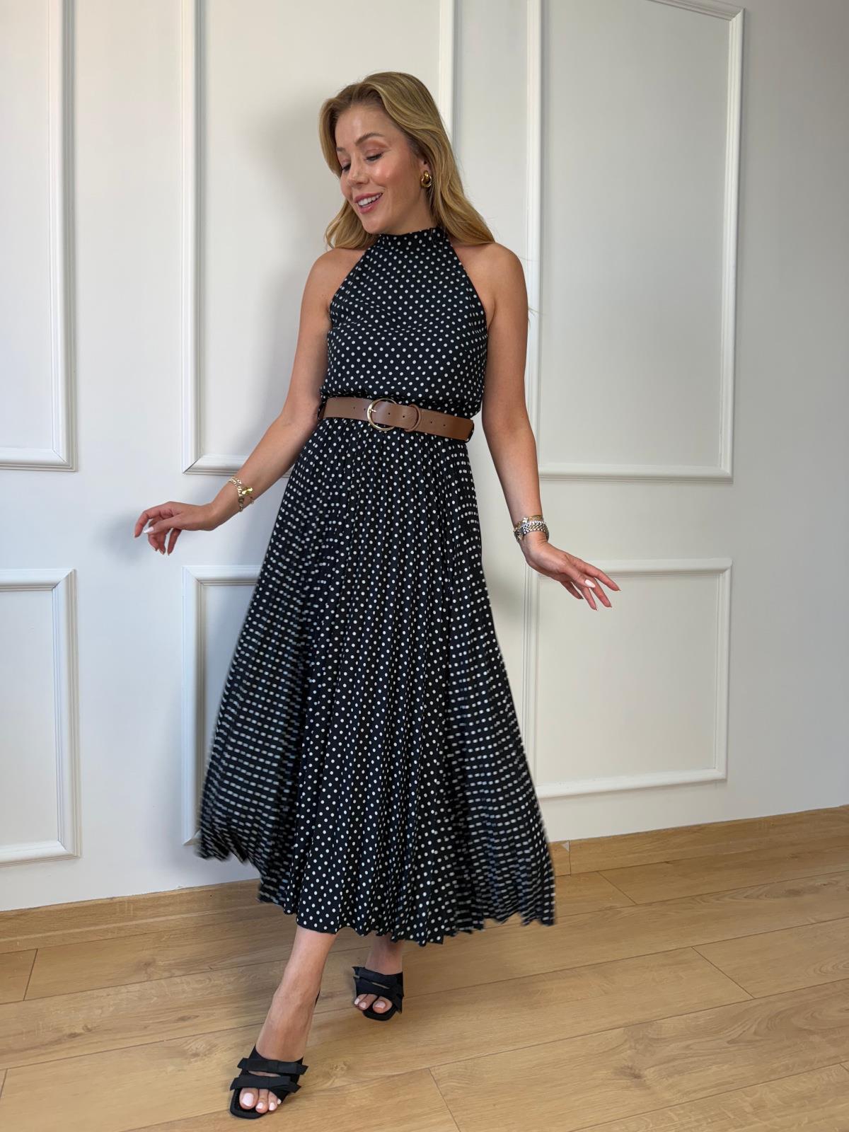 Puantiyeli Boyun Bağlamalı Elbise