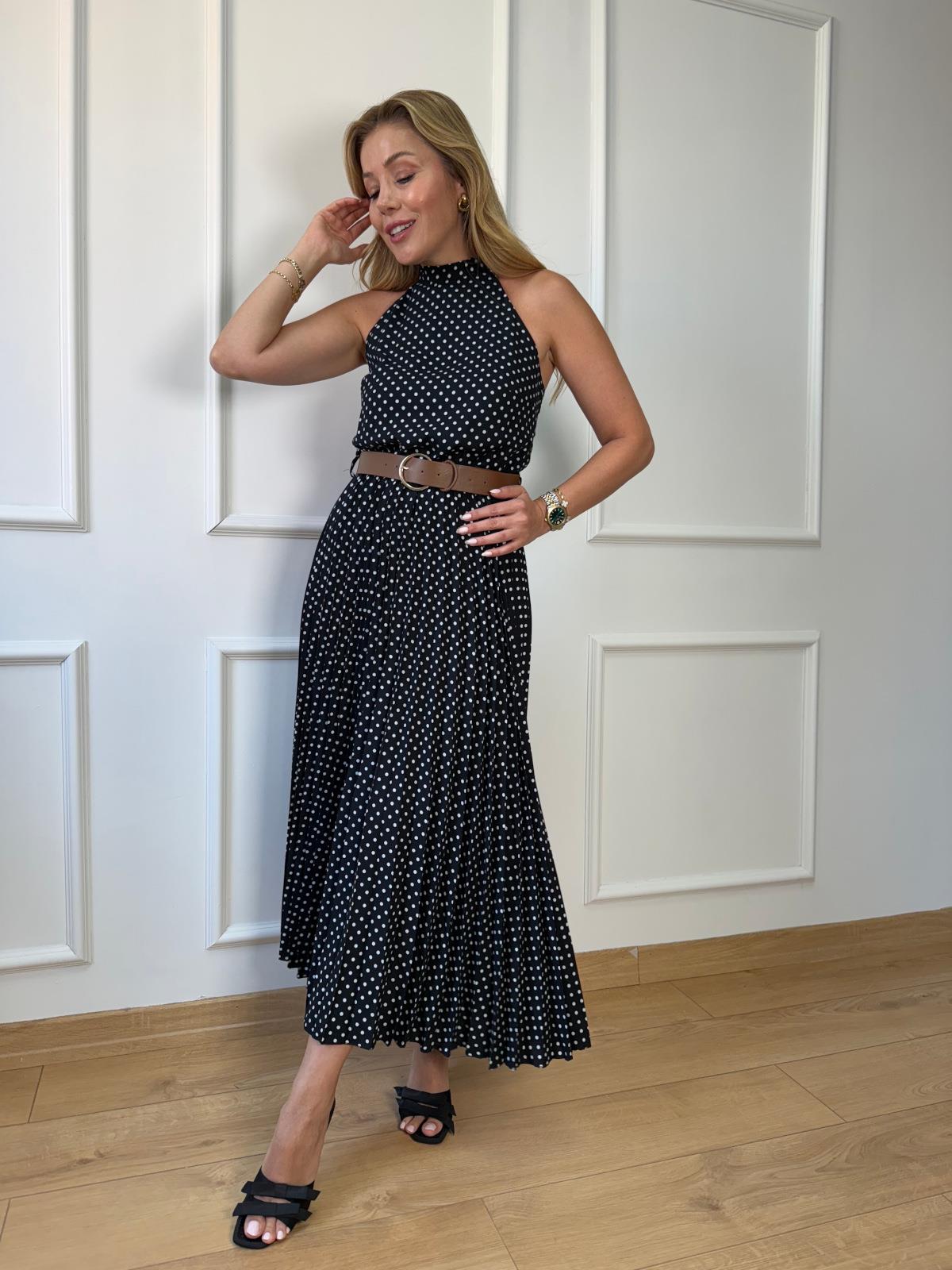 Puantiyeli Boyun Bağlamalı Elbise