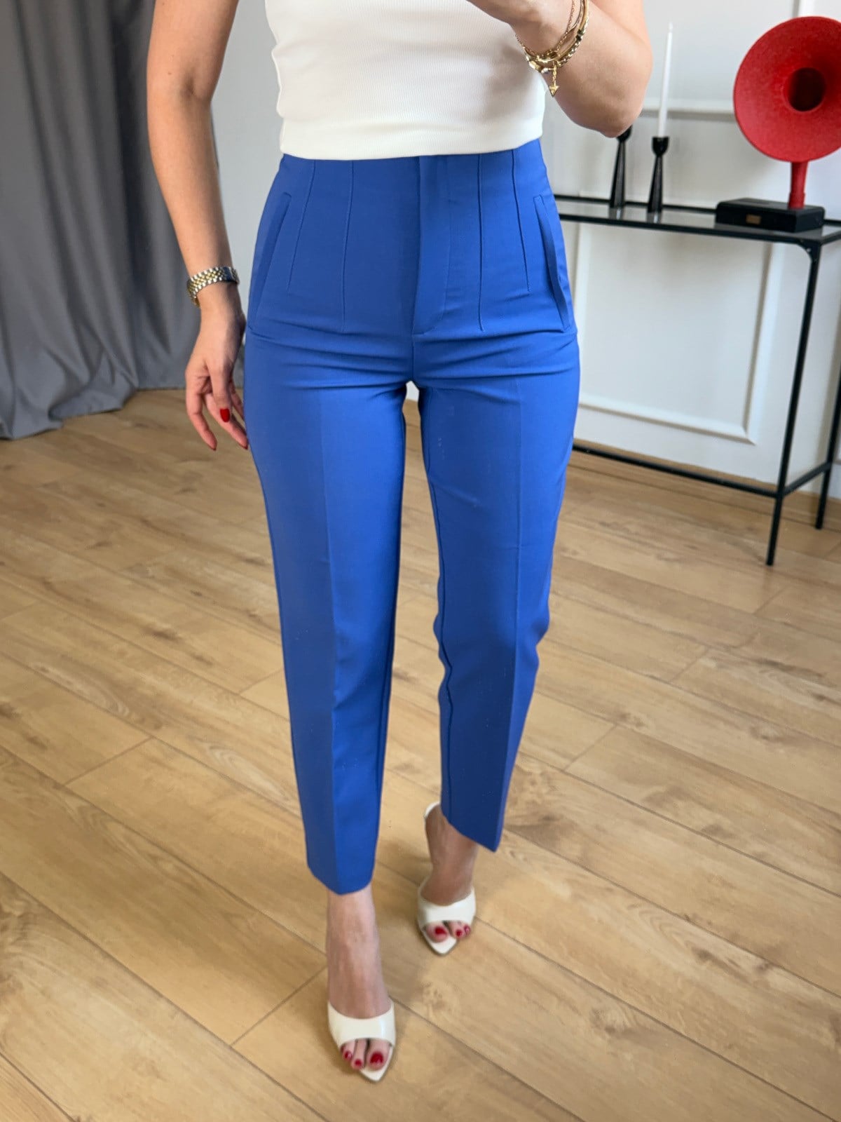 Saks Mavisi Önü Flotalı Pantolon