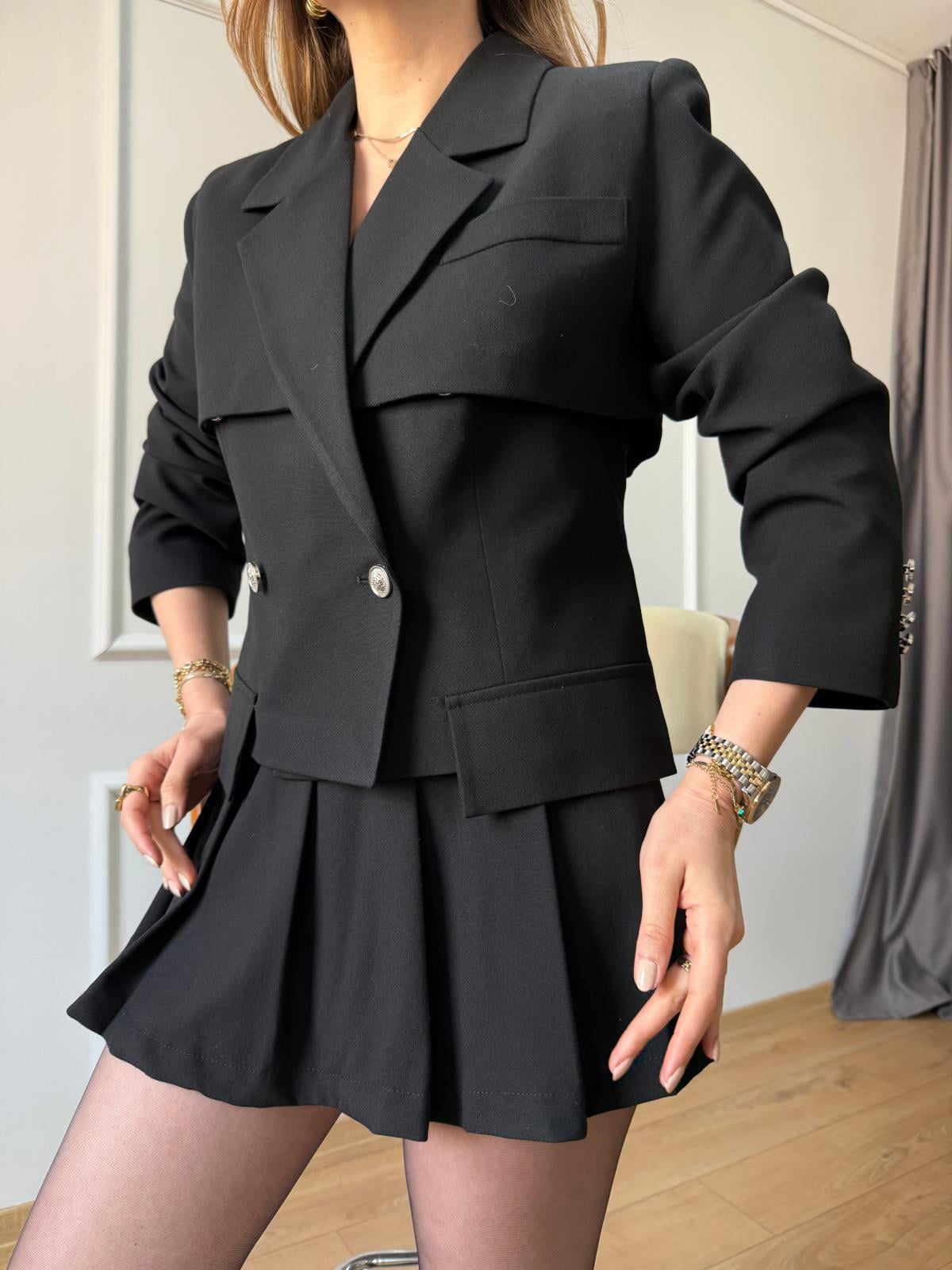 Siyah Yelek Detay Ceket