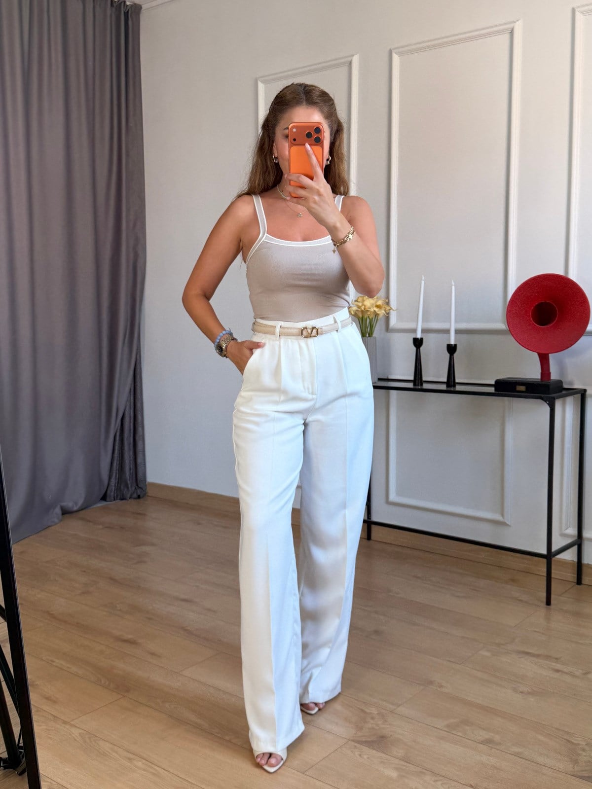 Taş Şerit Detaylı Askılı Bluz
