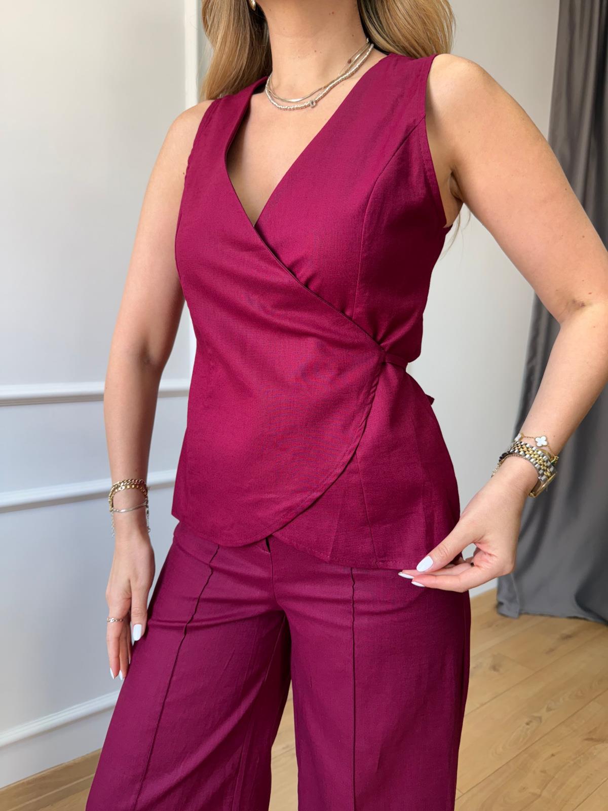 Vişne Bağlamalı Keten Takım