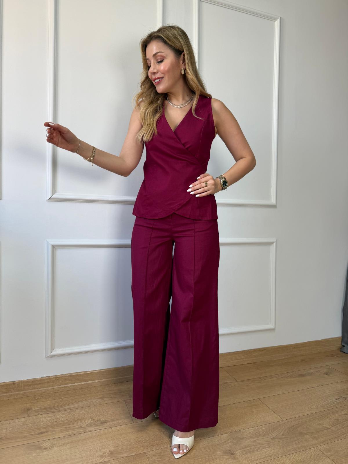 Vişne Bağlamalı Keten Takım