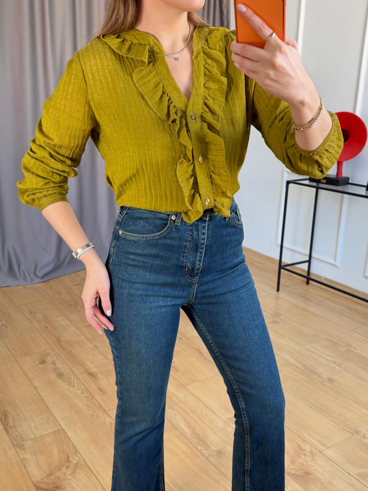 Olive Büstiyerli Fırfır Detay Gömlek