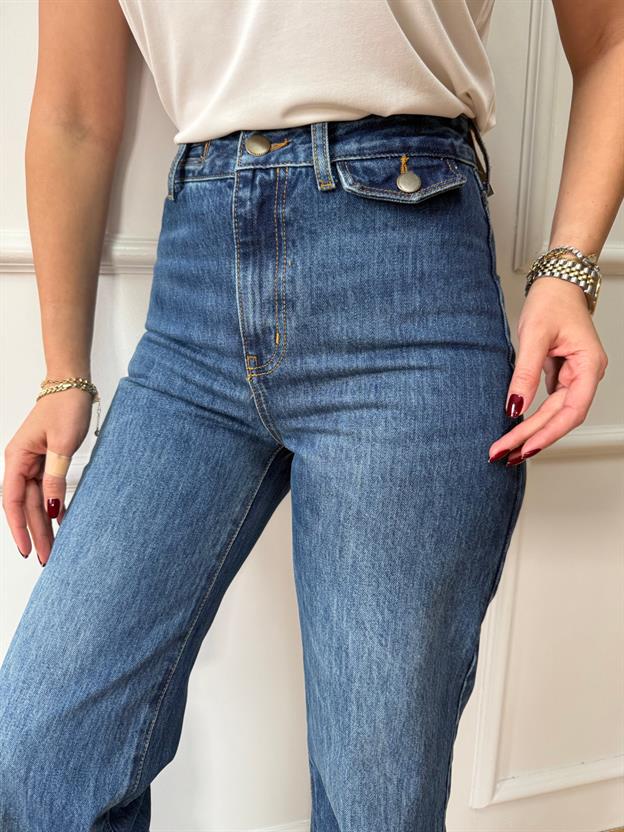  Mavi Cep Kapaklı Jean