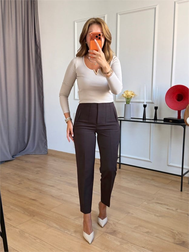 Acı Kahve Önü Flotalı Pantolon