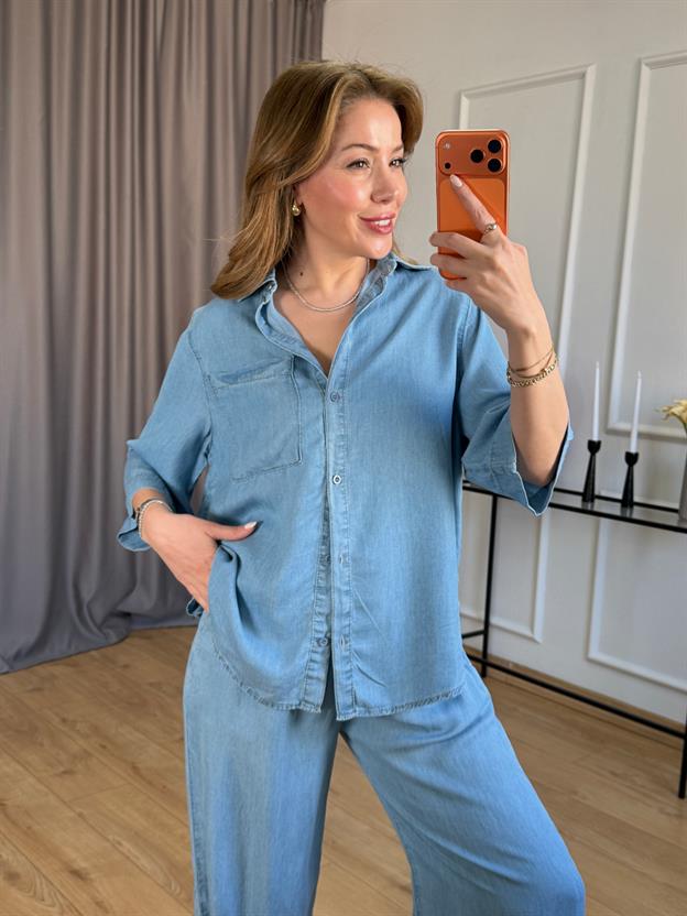 Açık Mavi Gömlekli Jean Takım