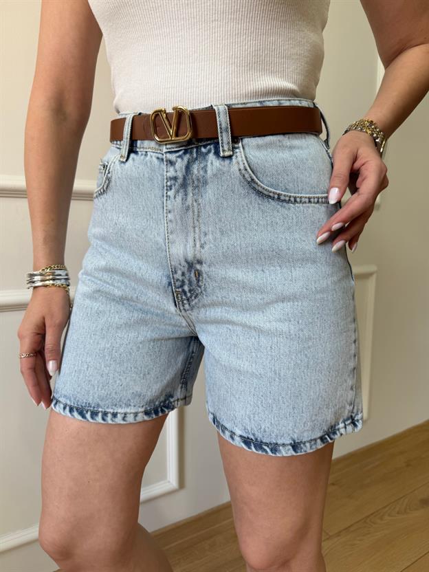 Açık Mavi Mini Şort