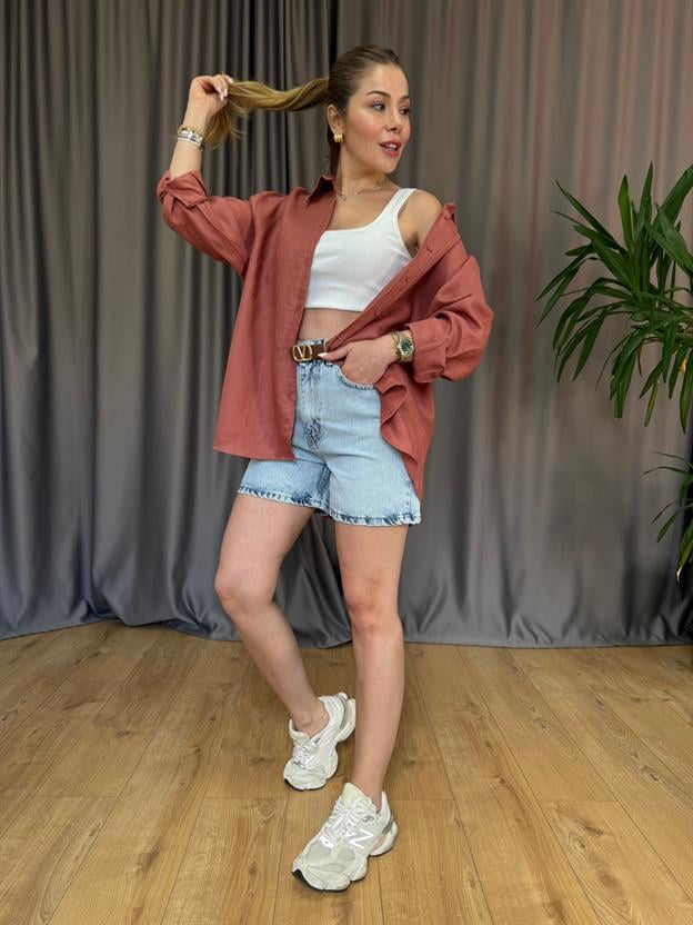 Açık Mavi Mini Şort