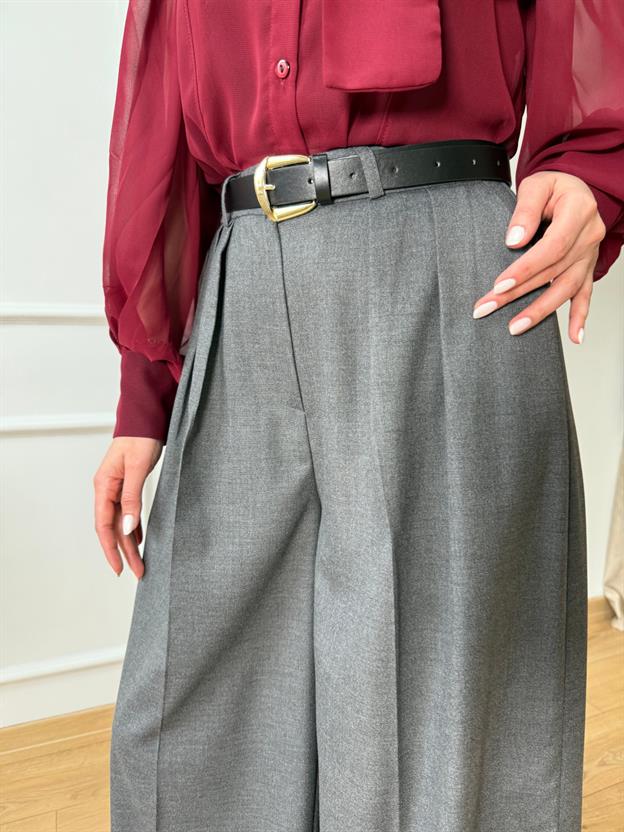 Antrasit Pilili Kemerli Pantolon