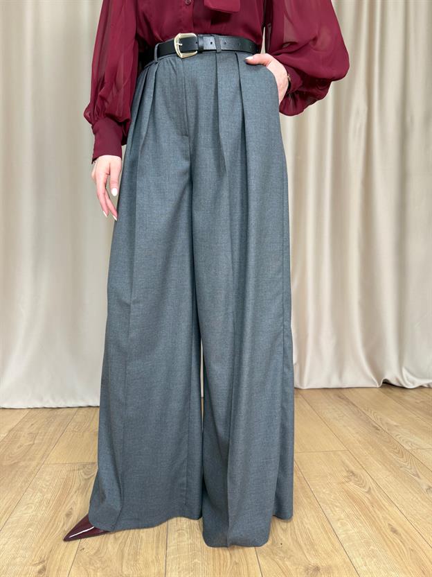 Antrasit Pilili Kemerli Pantolon