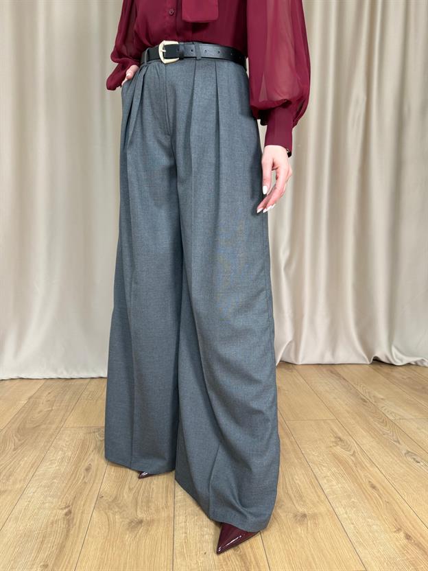 Antrasit Pilili Kemerli Pantolon