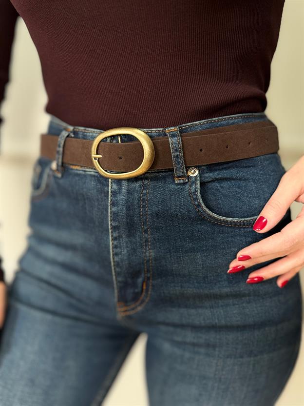 Bakır Tokalı Acı Kahve  Süet Kemer