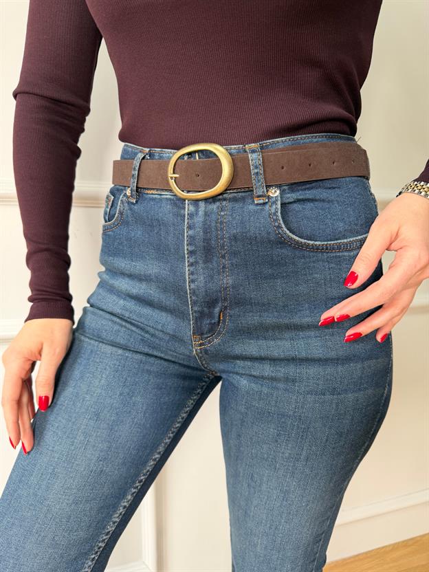 Bakır Tokalı Acı Kahve  Süet Kemer