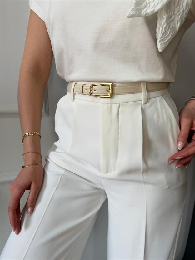 Bej Marka Model İnce Kemer