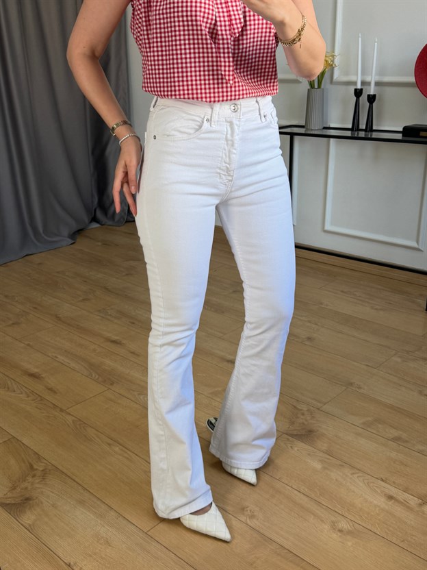Beyaz İspanyol Paça Jean