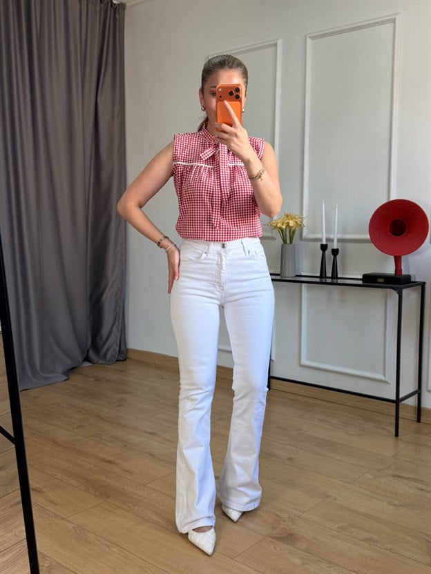 Beyaz İspanyol Paça Jean
