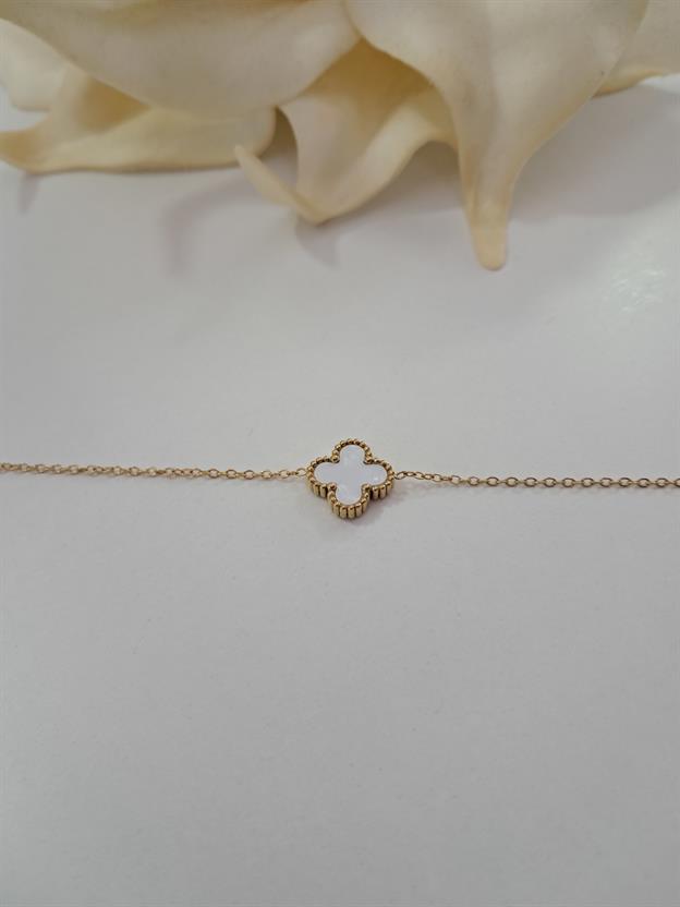 Beyaz Tekli Yonca Bileklik